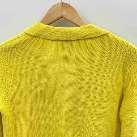 Talbots‎ Sweater Cardigan Womens Petite Yellow Wool Blend Open Front Pockets NEW